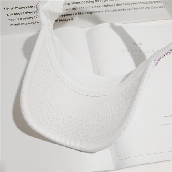 Shiny Rhinestones Sport Sun Visor Adjustable Summer Cap Visor Caps for Women Men - Picture 3 of 6